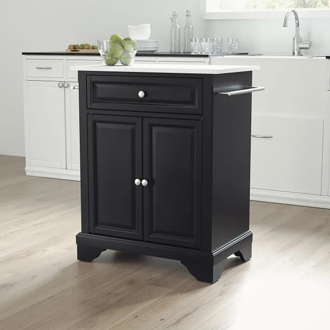 Crosley Furniture Lafayette Black/White Granite Top Portable Kitchen Island/Cart