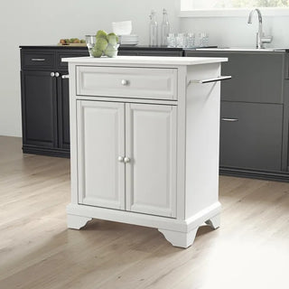 Lafayette White Granite Top Portable Kitchen Island/Cart | SKU KF30020BWH