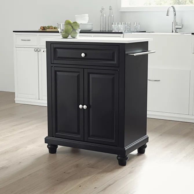 Crosley Furniture Cambridge Black/White Granite Top Portable Kitchen Island/Cart