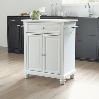 Cambridge White Granite Top Portable Kitchen Island/Cart | SKU KF30020DWH