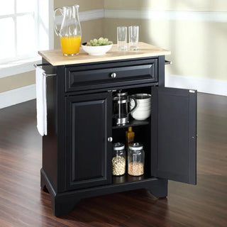 Lafayette Black/Natural Wood Top Portable Kitchen Island/Cart