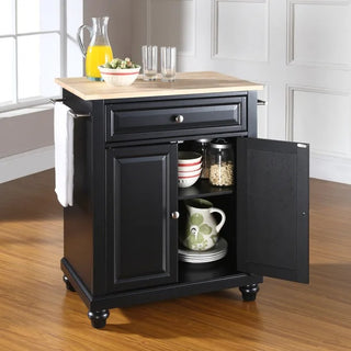 Cambridge Black/Natural Wood Top Portable Kitchen Island/Cart