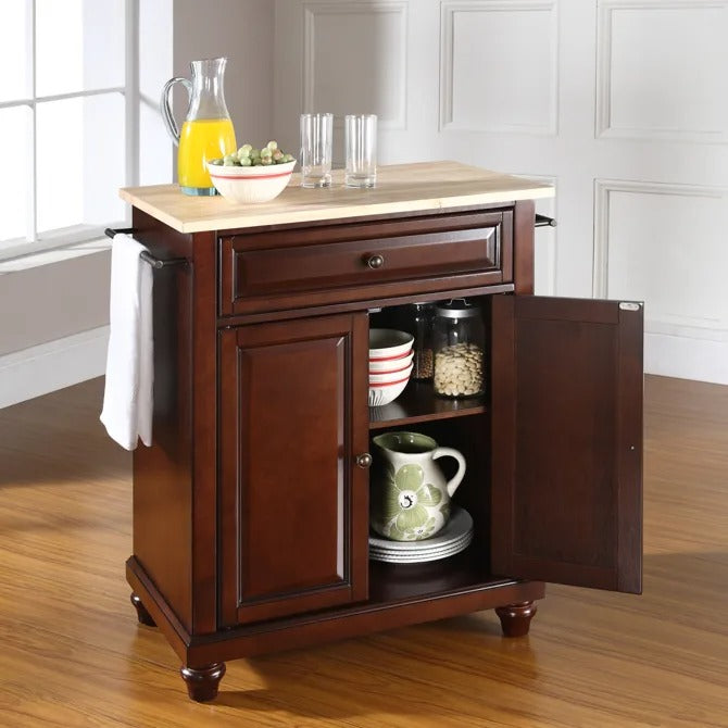 Crosley Furniture Cambridge Mahogany/Natural Wood Top Portable Kitchen Island/Cart