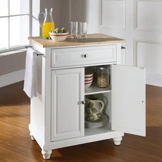 Cambridge White/Natural Wood Top Portable Kitchen Island/Cart