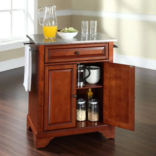 LaFayette Gray Granite Top Portable Kitchen Island in Black