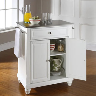 Cambridge White/Stainless Steel Stainless Steel Top Portable Kitchen Island/Cart