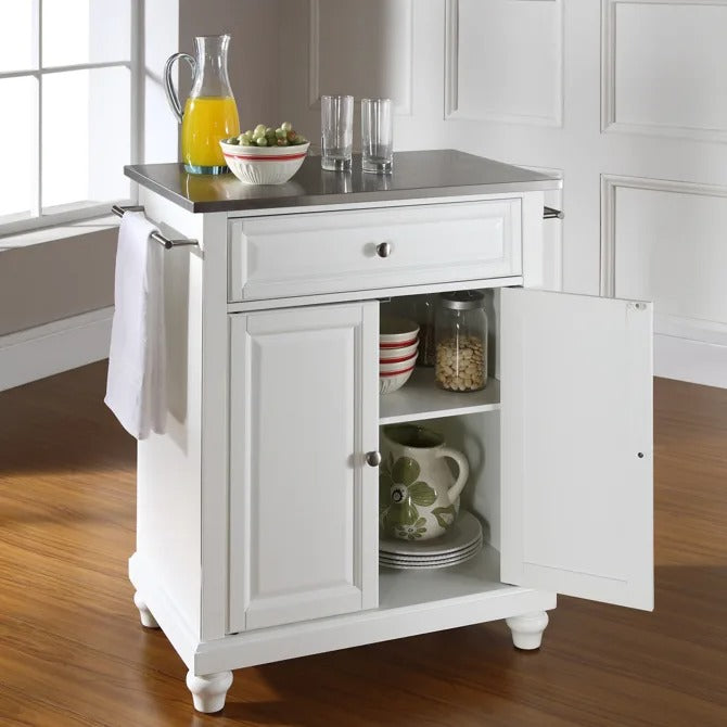 Crosley Furniture Cambridge White/Stainless Steel Stainless Steel Top Portable Kitchen Island/Cart