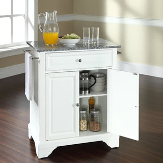 '- Lafayette Solid Granite Top Portable Kitchen Island In White Finish
