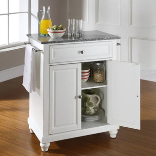 Cambridge Granite Top Portable Kitchen Island/Cart in White Color