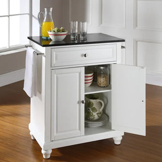 Cambridge White Granite Top Portable Kitchen Island/Cart | SKU KF30024DWH