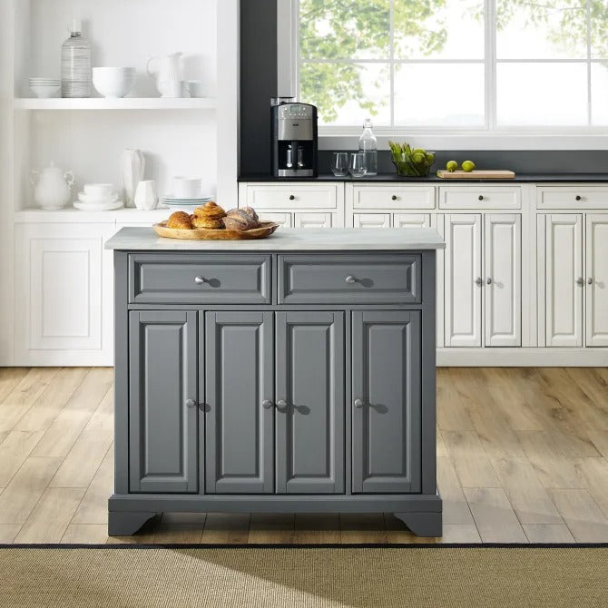 Crosley Furniture Avery Kitchen Island in Distressed Gray Color