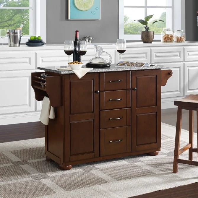 Crosley Furniture Eleanor Mahogany/Gray Granite Top Kitchen Island