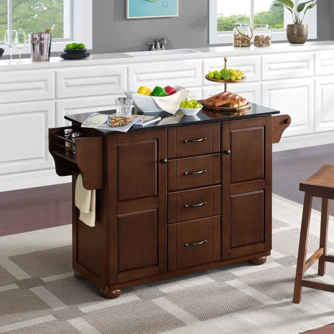 Crosley Furniture Eleanor Mahogany/Black Granite Top Kitchen Island