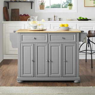 Alexandria Wood Top Kitchen Island/Cart in Gray Color