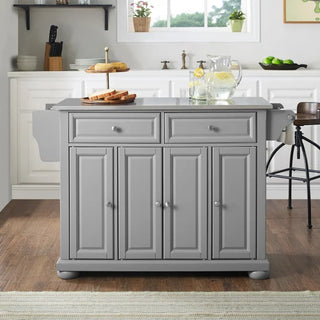 Alexandria Stainless Steel Top Kitchen Island/Cart in Gray Color