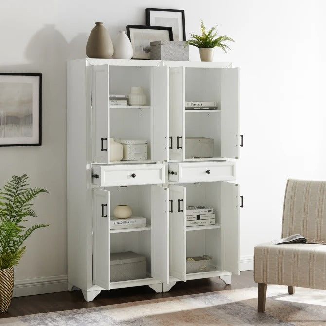 Crosley Furniture Tara 2PC Pantry Set in Distressed White Color