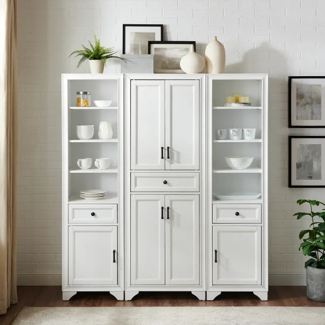 Crosley Furniture Tara 3-Piece Pantry Set in Distressed White Color