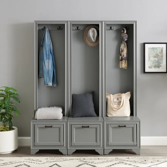 Crosley Furniture Tara 3PC Entryway Set in Distressed Gray Color