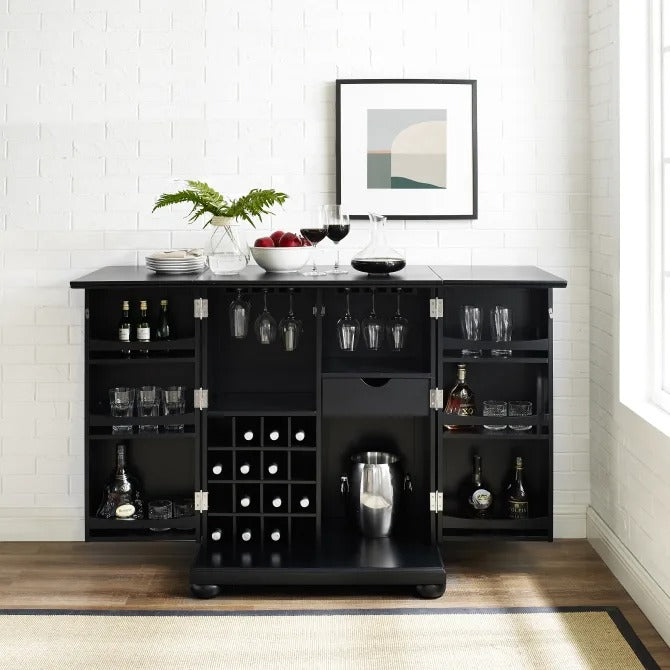 Crosley Furniture Alexandria Black Expandable Bar Cabinet