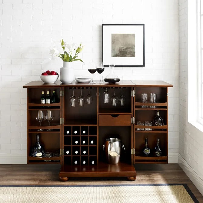 Crosley Furniture Alexandria Mahogany Expandable Bar Cabinet
