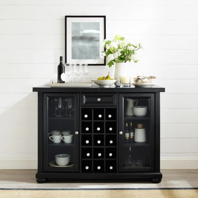 Crosley Furniture Alexandria Black Sliding Top Bar Cabinet