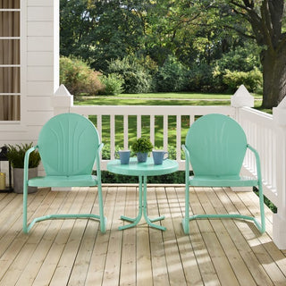 Crosley Furniture Griffith 3PC Outdoor Chair Set in Aqua Gloss Color