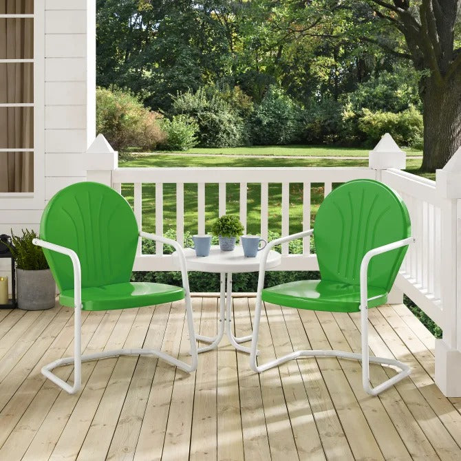 Crosley Furniture Griffith 3PC Outdoor Chair Set in Kelly Green Gloss Color