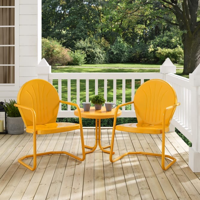 Crosley Furniture Griffith 3PC Outdoor Chair Set in Tangerine Gloss Color