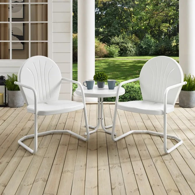 Crosley Furniture Griffith 3PC Outdoor Chair Set in White Gloss Color