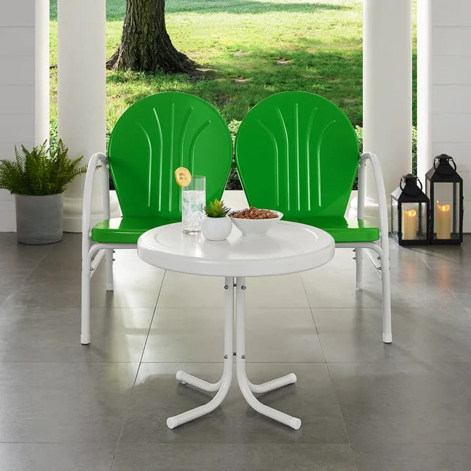 Crosley Furniture Griffith 2PC Outdoor Conversation Set in Kelly Green Gloss Color