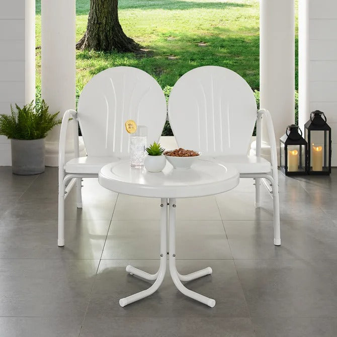 Crosley Furniture Griffith 2PC Outdoor Conversation Set in White Gloss Color