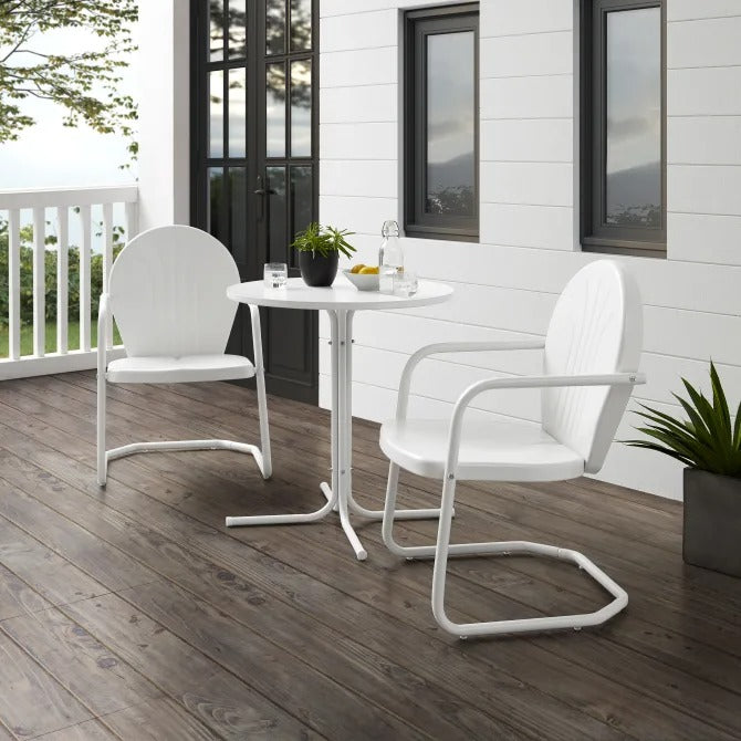 Crosley Furniture Griffith 3 PC Outdoor Bistro Set in White Gloss Color