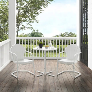 Crosley Furniture Tulip 3 PC Outdoor Bistro Set in White Satin Color