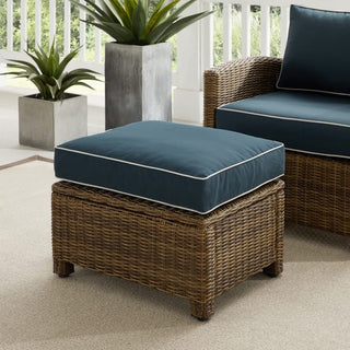 Crosley Furniture Bradenton KO70014WB-NV Outdoor Wicker Ottoman in Navy Color
