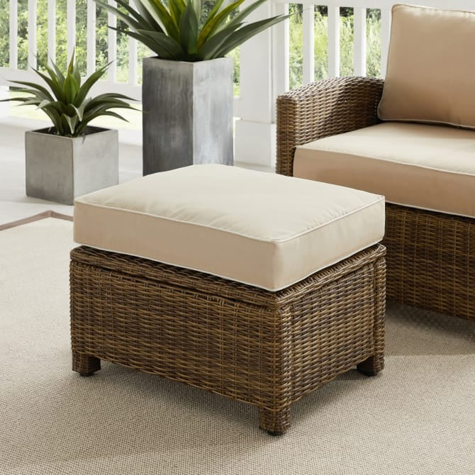 Crosley Furniture Bradenton KO70014WB-SA Outdoor Wicker Ottoman in San ...