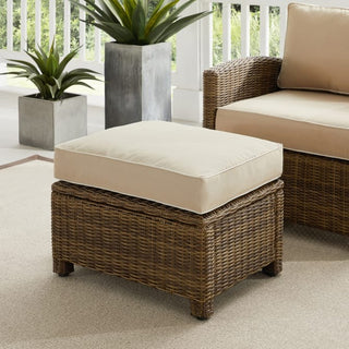 Crosley Furniture Bradenton KO70014WB-SA Outdoor Wicker Ottoman in Sand Color