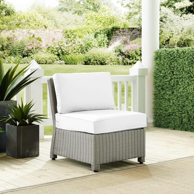 Crosley Furniture Bradenton Outdoor Sectional Center Chair - Sunbrella in White color