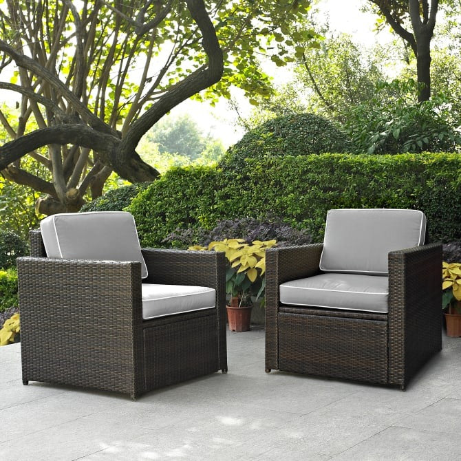 Crosley Furniture Palm Harbor 3-Piece Outdoor Wicker Conversation Set in Sand and Brown Color