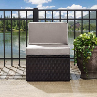 Crosley Furniture Palm Harbor Outdoor Wicker Center Chair in Gray and Brown Color