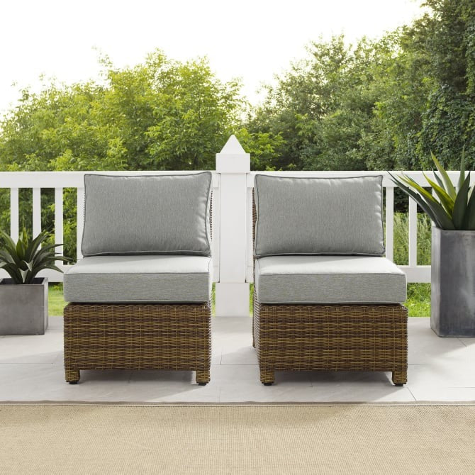 Crosley Furniture - Bradenton Outdoor Wicker Chair Set Gray- Weathered Brown
