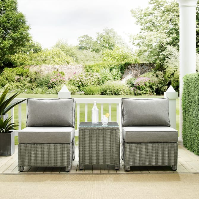 Crosley Furniture Bradenton Gray 3-Piece Outdoor Wicker Conversation Set