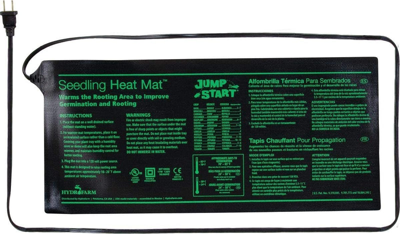 Hydrofarm Jump Start MT10006, 17 Watt UL Certified Seedling Heat Mat, 8.875"x19.5", Black