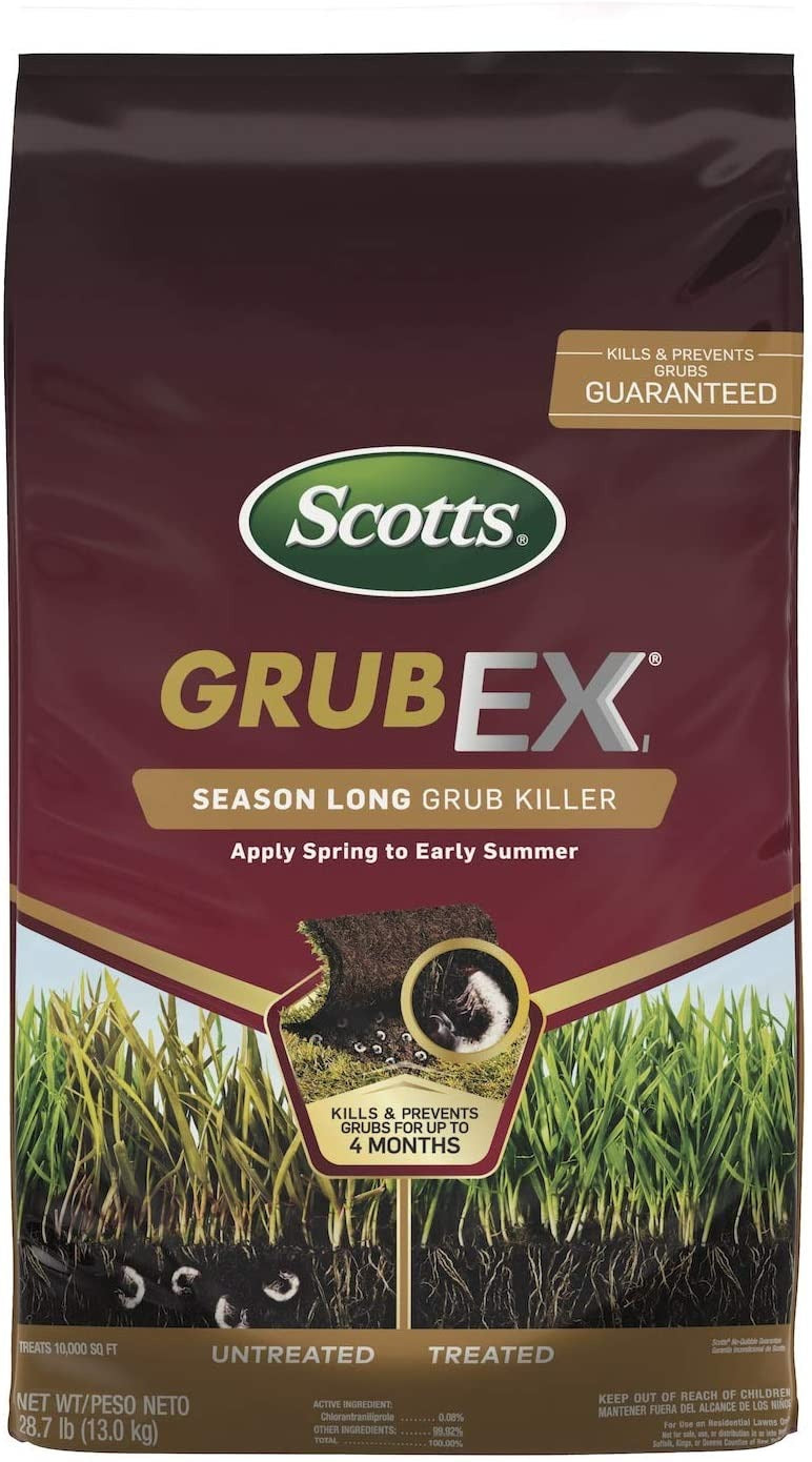 Scotts GrubEx1 - Grub Killer for Lawns, Kills White Grubs, Sod Webworms and Larvae of Japanese Beetles & More, Lawn Treatment for Season Long Grub Control, Treats up to 10,000 sq. ft., 28.7 lb.