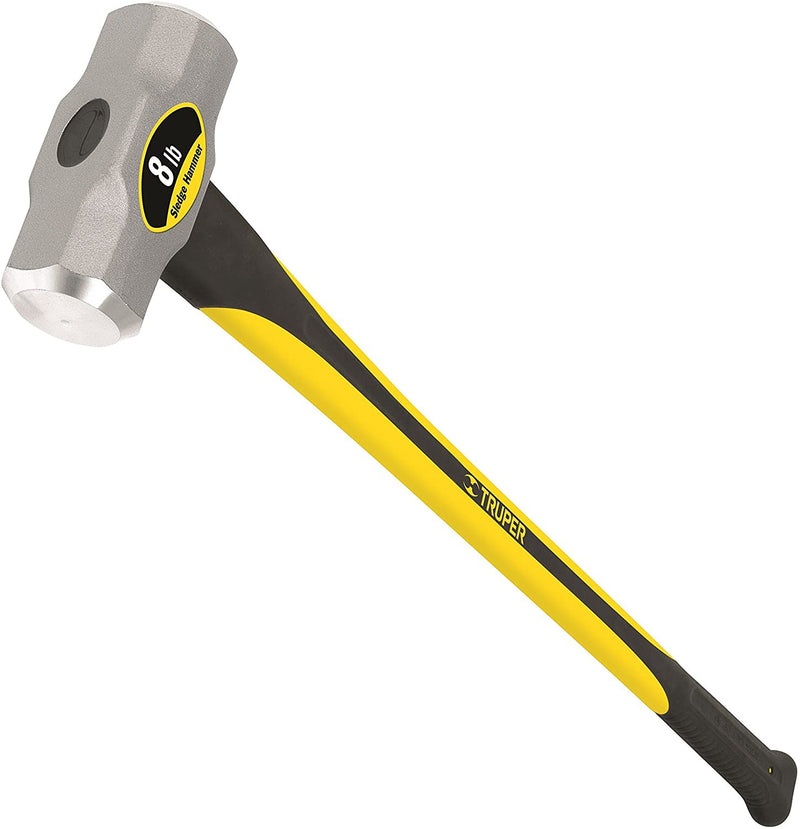 Truper 30929 8-Pound 36-Inch Sledge Hammer, Fiberglass Handle with Rubber Grip