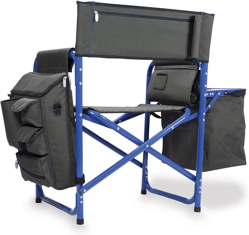 ONIVA - a Picnic Time Brand Fusion Original Design Outdoor Folding Chair, Gray with Blue Frame, 33 x 7 x 21