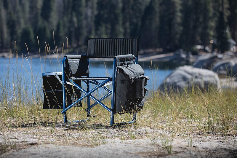 ONIVA - a Picnic Time Brand Fusion Original Design Outdoor Folding Chair, Gray with Blue Frame, 33 x 7 x 21