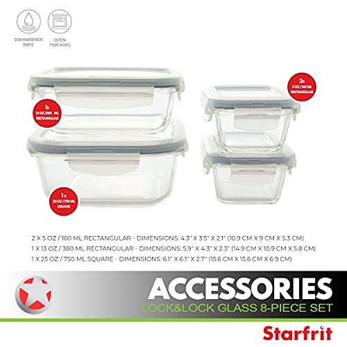 Starfrit Lock & Lock Glass 8-piece Storage Set 094961-002-NEW1