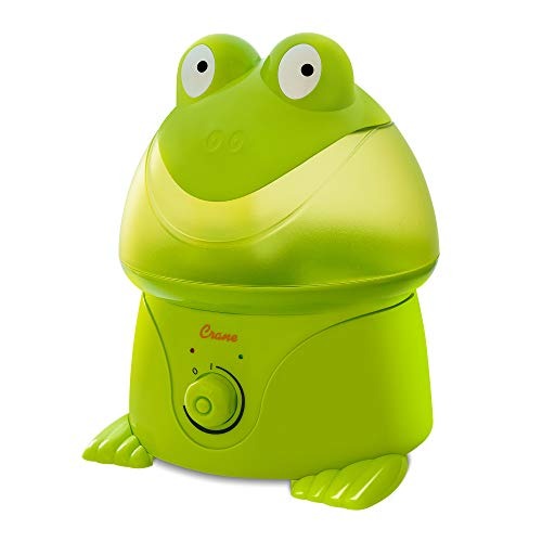 Crane Adorables Ultrasonic Cool Mist Humidifier, Filter Free, 1 Gallon, 500 Sq Ft Coverage, Whisper Quite, Air Humidifier for Plants Home Bedroom Baby Nursery and Office, Frog,Pack of 1,EE-3191