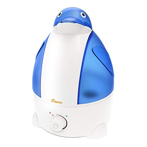 Crane Adorables Ultrasonic Cool Mist Humidifier, Filter Free, 1 Gallon, 500 Sq Ft Coverage, Whisper Quite, Air Humidifier for Plants Home Bedroom Baby Nursery and Office, Penguin,EE-0865