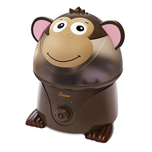 Crane Adorables Ultrasonic Cool Mist Humidifier, Filter Free, 1 Gallon, 500 Sq Ft Coverage, Whisper Quite, Air Humidifier for Plants Home Bedroom Baby Nursery and Office, Monkey